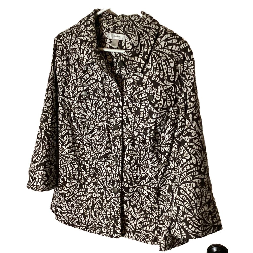C.J. Banks Jacket 1X Brown Button Front Pockets Christopher Banks Night Out